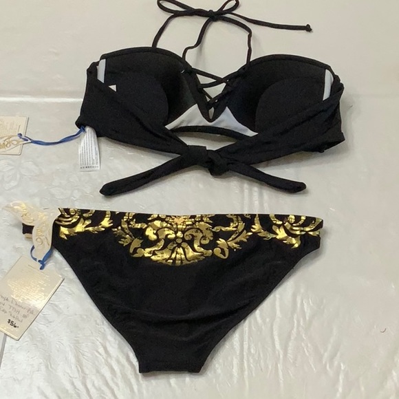 Lisa Blue Splash of Color top/TEMPLE DANCER bikini bottom - Black (#35) - Picture 2 of 16